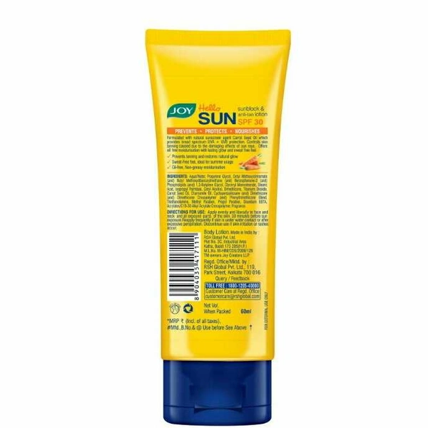Joy Hello Sunblock Anti Tan Lotion Spf 30,30ml