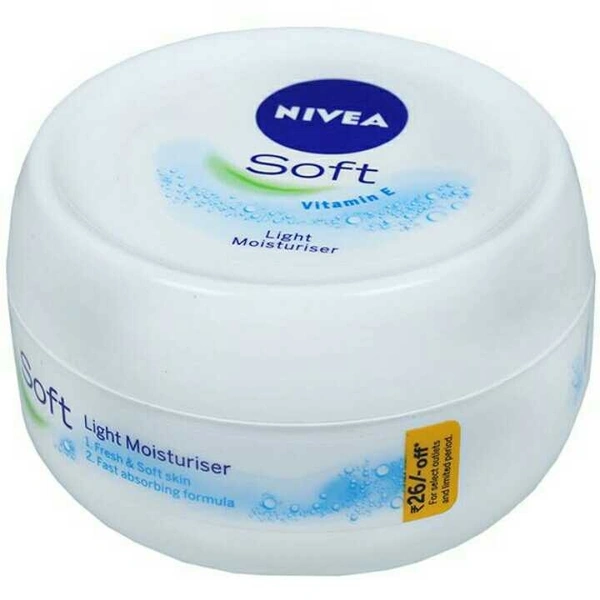 NIVEA Soft Light Moisturizer for Face, Hand & Body, Non-Sticky Cream with Vitamin E & Jojoba Oil 100ml 