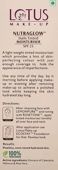 Lotus Herbals Nutraglow Daily Tinted Moisturiser, Bright Angel, 50ml