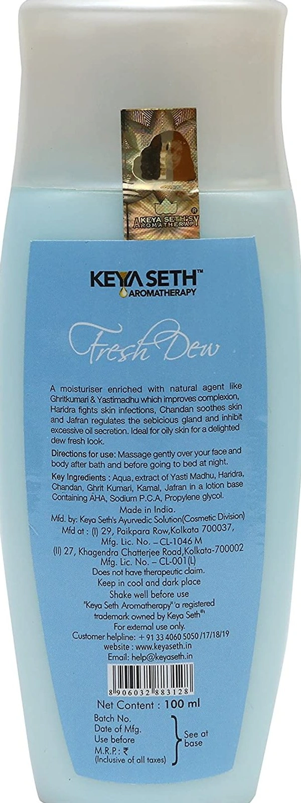 Keya Seth Aromatherapy Fresh Dew Daily Face Moisturizer Oil Free Quick Absorbing Non-Sticky, Flawless skin Lotion for Oily Skin