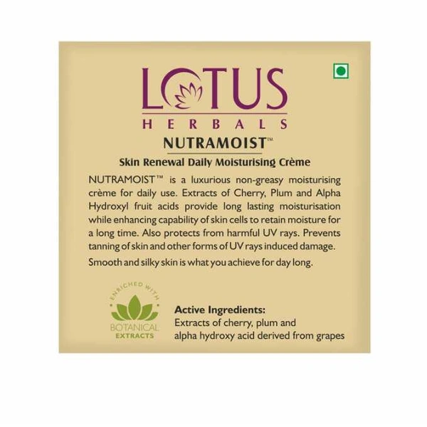 Lotus Herbals Nutramoist Skin Renewal Daily Moisturising Creme, SPF 25, 50g