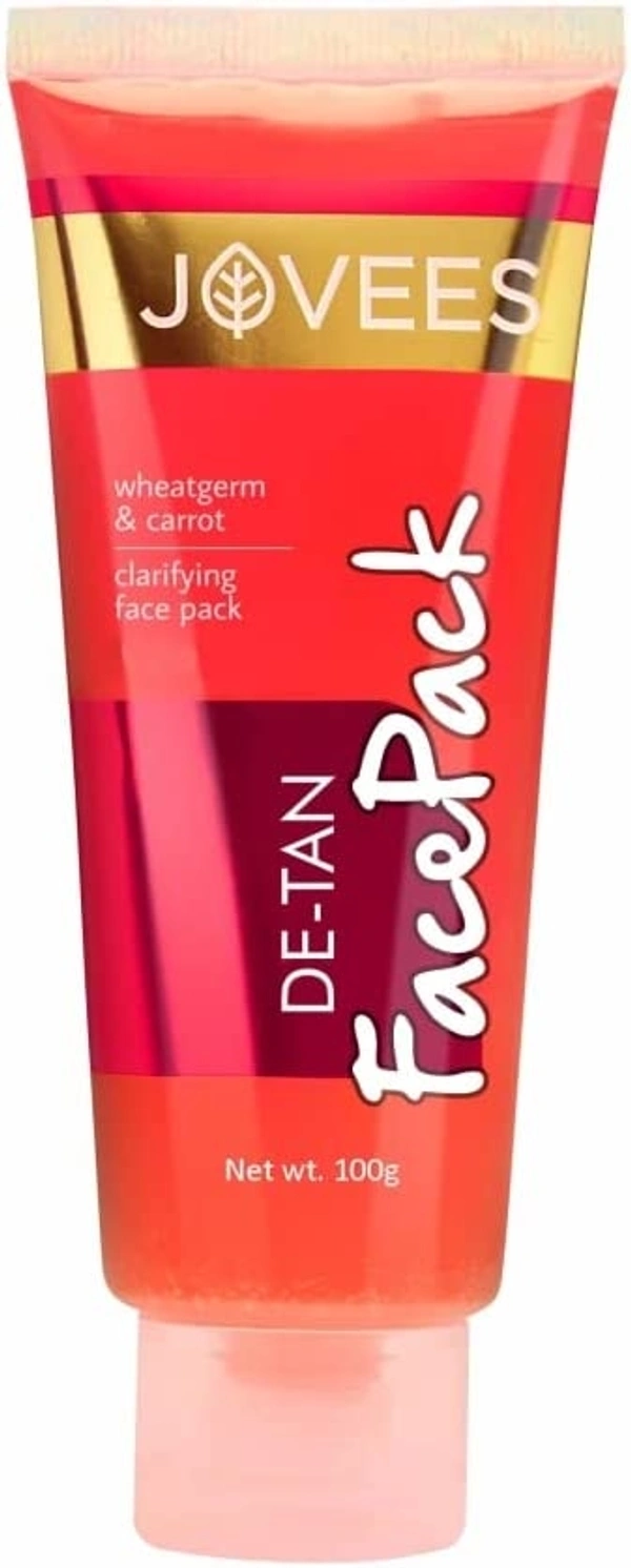 Jovees Herbal De-Tan Face Pack, 100 g | Wheat Germ and Carrot For Tan Removal and Skin Revitalization | All Skin Type Pack of 1