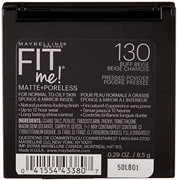 Maybelline New York Fit Me Matte Poreless Powder, 130 Buff Beige, 8.5g