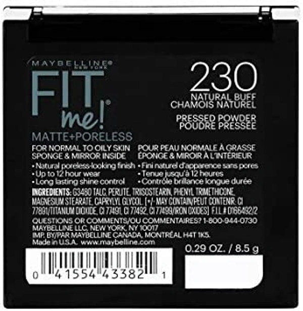 Maybelline New York Fit Me Matte Poreless Powder, 230 Natural Buff, 8.5g