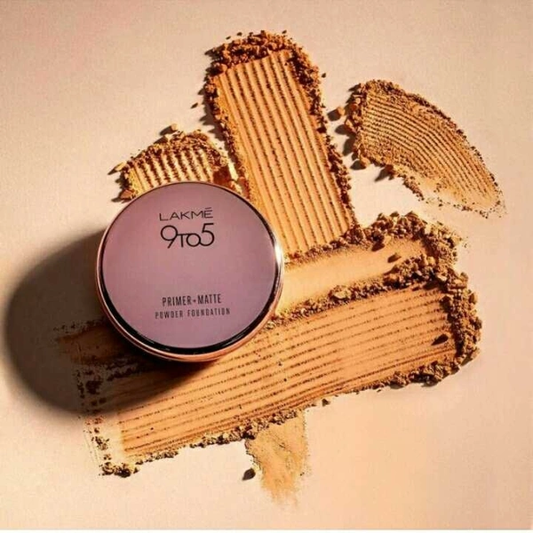 Lakmé 9 To 5 Primer + Matte Powder Foundation Compact, Natural Light/cream