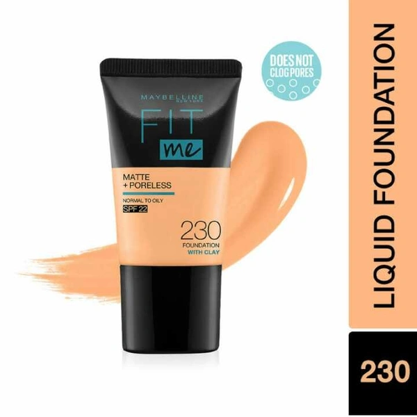 Maybelline New York Fit Me Matte+Poreless Liquid Foundation Tube, (230)