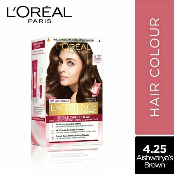 L'Oreal Paris Excellence Creme Hair Color, 4.25 Natural Brown 72ml+100g