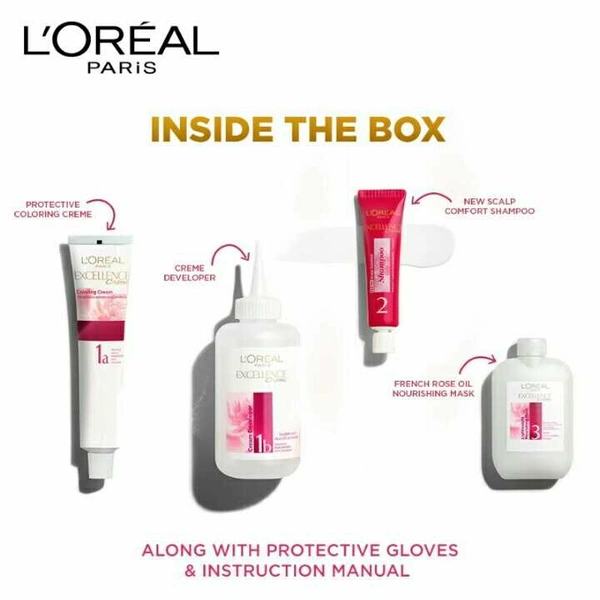 L'Oreal Paris Excellence Creme Hair Color, 1 Black, 72ml+100g