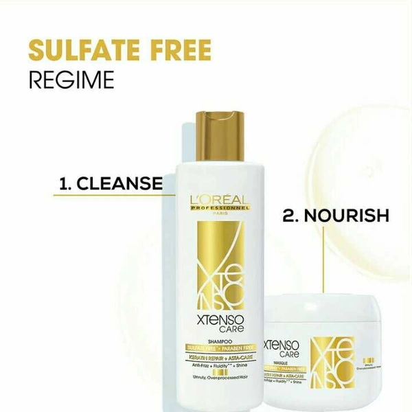 Loreal Xtenso Care Sulfate-free Masque | For all hair types | Gently cleanses, controls frizz and adds shine | With Keratin Repair and Asta-Care *without sulfate surfactants 200ml Loreal Xtenso Care Sulfate-free Masque | For all hair types | Gently cleanses, controls frizz and adds shine | With Keratin Repair and Asta-Care *without sulfate surfactants 200ml