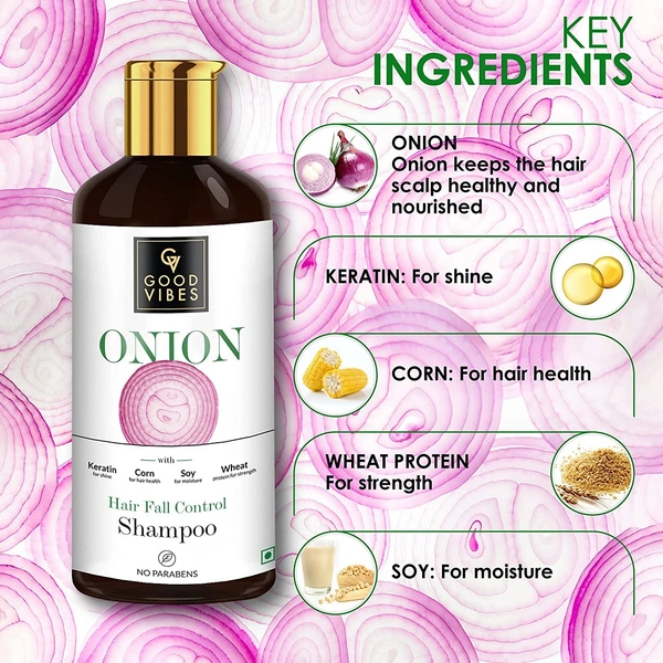Good Vibes Onion Hairfall Control Shampoo, 200 ml 