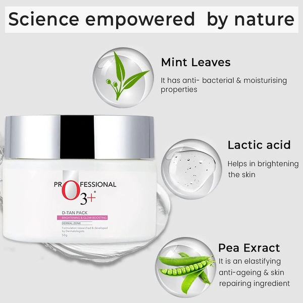 O3+ D-Tan Pack for Instant Skin Brightening and Lightening De Tan Remova