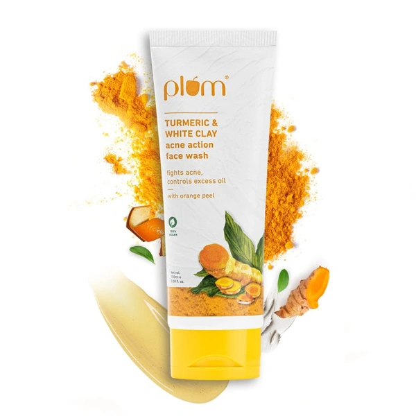 plum Plum Turmeric & White Clay Acne Action Face Wash 