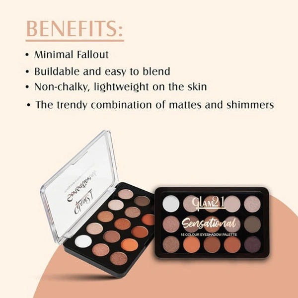 GLAM 21 Sensational 15 Colour Eyeshadow Palette SHADES 03