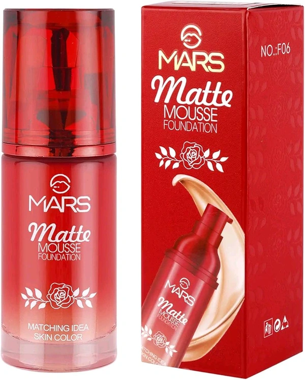 MARS BB Foundation  MARS Hydrating Matte Mousse Foundation | Lightweight and Seamlessly Blendable Foundation for Face Makeup (60 ml) (105-Nude Beige)