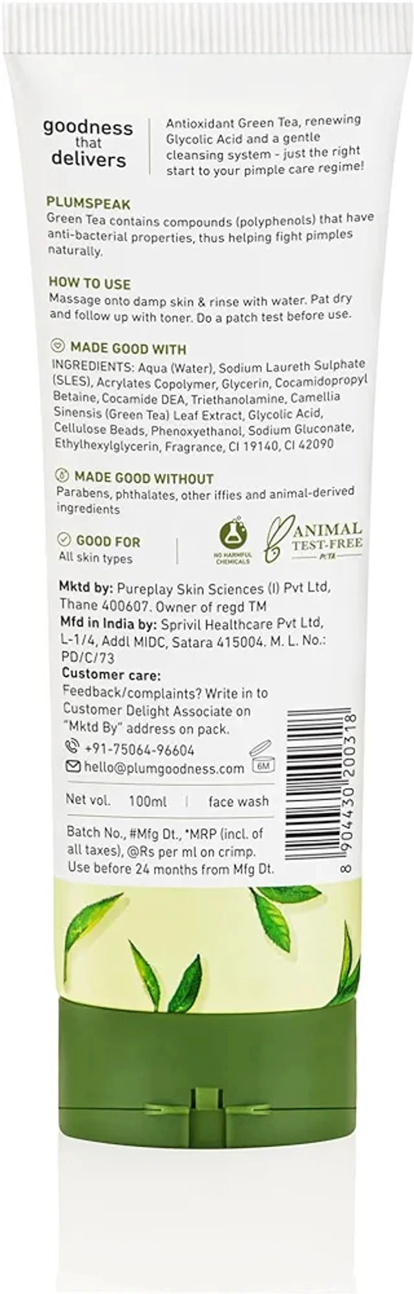 Plum Green Tea Pore Cleansing Face Wash 100 Ml 