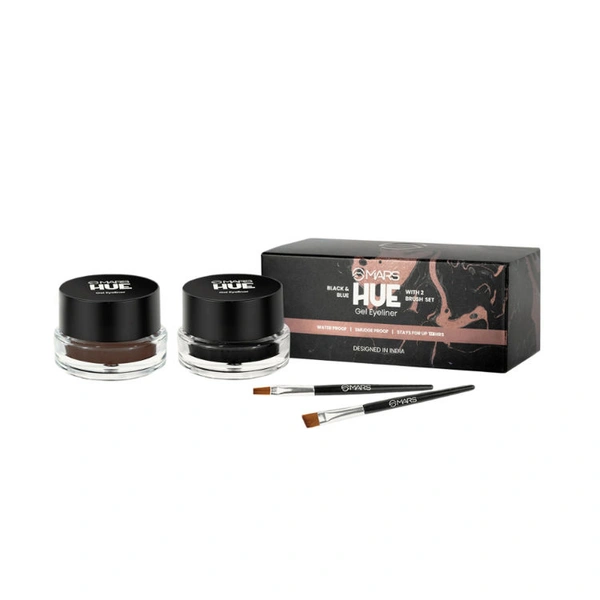 Mars Gel Eyeliner  MARS2-In-1 Hue Gel Eyeliner With 2 Brush Set - Black & Brown(6 g)