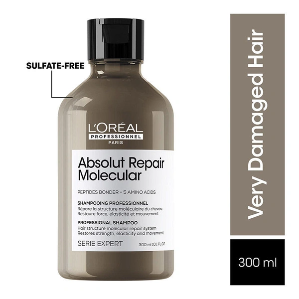 L'Oréal Professionnel Absolut Repair Molecular Sulfate-Free Deep Repairing Shampoo For Damaged Hair(300ml)