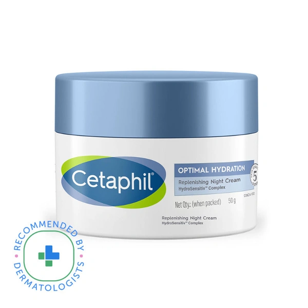 cetaphil CetaphilOptimal Hydration Replenishing Night Cream With Hyaluronic Acid For Dehydrated Skin(50 g)