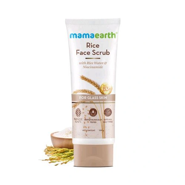 Mamaearth Rice Scrub  Rice Face Scrub For Glowing Skin With Rice Water & Niacinamide For Glass Skin(100gm)