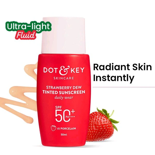 Dot & Key Strawberry Dew Tinted Sunscreen SPF 50+ PA+++, 50g.  - 01 porcelain