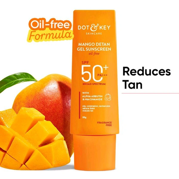 Dot & Key Mango Detan Oil-Free Sunscreen Gel SPF 50+ PA+++ 50gm 