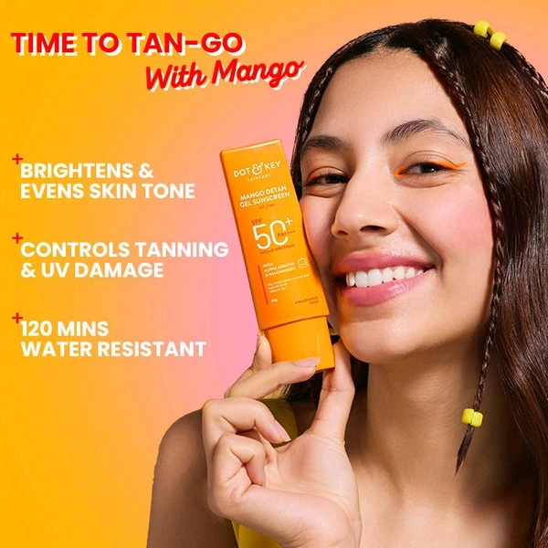 Dot & Key Mango Detan Oil-Free Sunscreen Gel SPF 50+ PA+++ ,80gm 