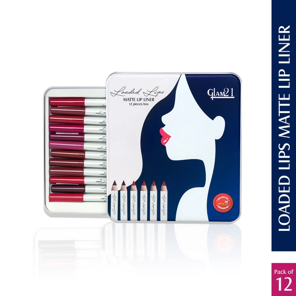 glam21 Loaded Lips Matte Lip Liner 12 Pieces Box 
