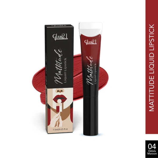 glam 21 Mattitude Lipstick CAUGHT RED HANDED 01 - DELULU MAROON 04