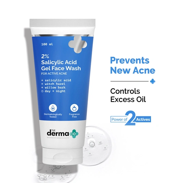 The Derma Co2% Salicylic Acid Gel Face Wash for Oily Skin ,100ml
