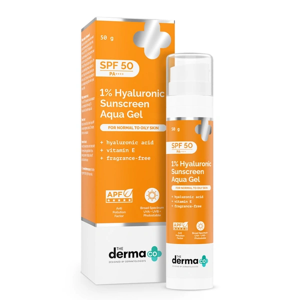 The Derma Co1% Hyaluronic Sunscreen Spf 50 Pa+++ Aqua Gel For Normal To Oily , 30 ml