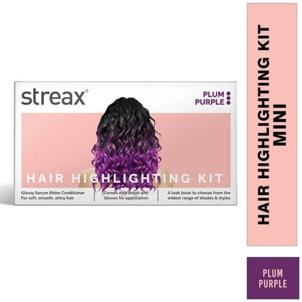 Streax Mini Hair Colour Highlight Kit - Plum Purple 20ml pack 