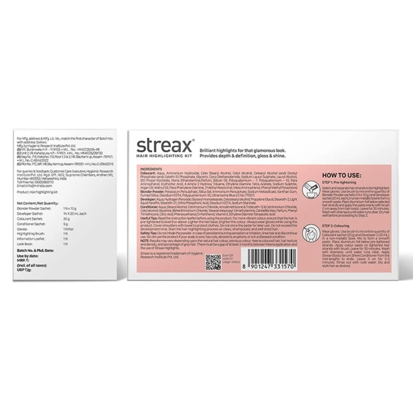 Streax Mini Hair Colour Highlight Kit - Plum Purple 20ml pack 