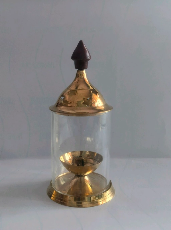 Golden Glass Akhand Diya - Small