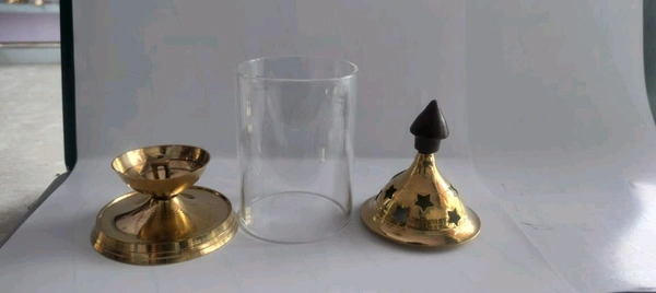 Golden Glass Akhand Diya - Small