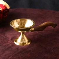 Fascinating Aarti Diya with Curved Wooden Handle