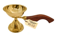 Fascinating Aarti Diya with Curved Wooden Handle