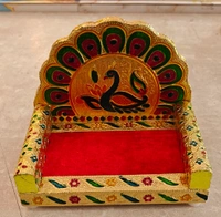 Wooden Meenakari Work Laddu Gopal Singhasan - 3No.