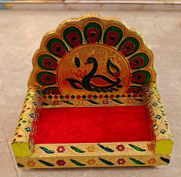Wooden Meenakari Work Laddu Gopal Singhasan - 3No.
