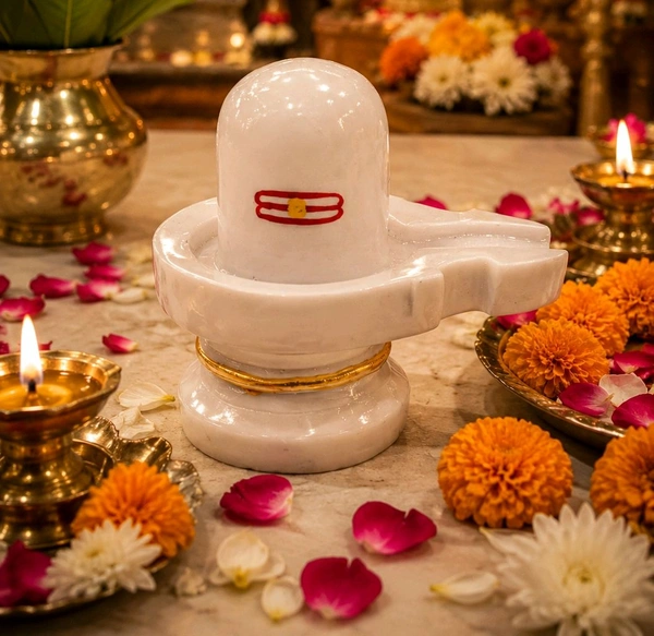 White Marble Stone Shivling