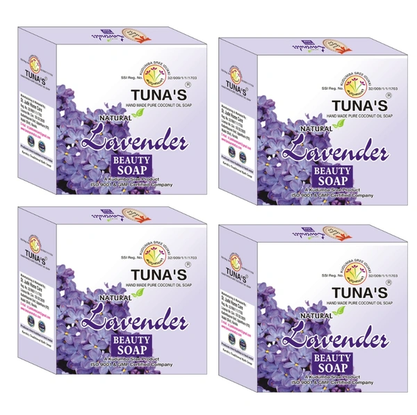 Tuna's® Tunas Lavender Herbal Infused Soap Pack of 4 - 100gm*4, Lavender, A