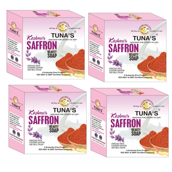 Tuna'sĀ® Tunas Saffron Herbal Infused Soap Pack of 4 - 100gm*4, Saffron