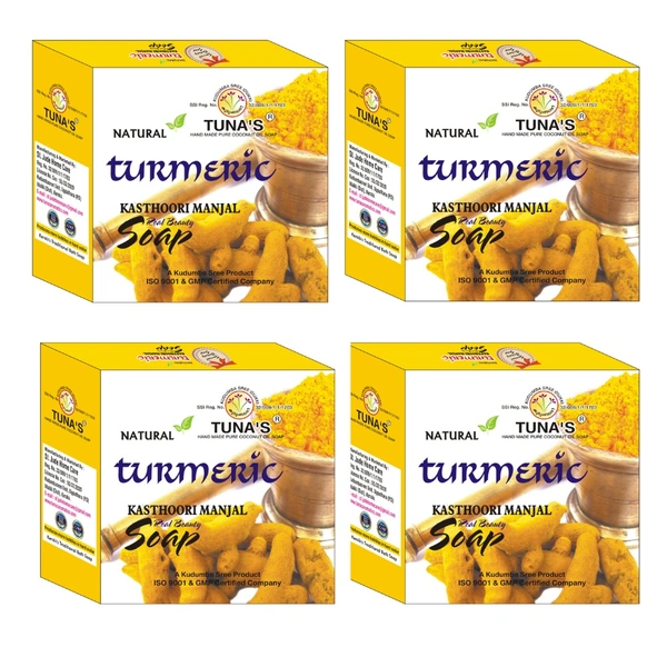 Tuna's® Tunas Turmeric Soap Herbal Infused Pack of 4 - 100gm*4, Turmeric, A