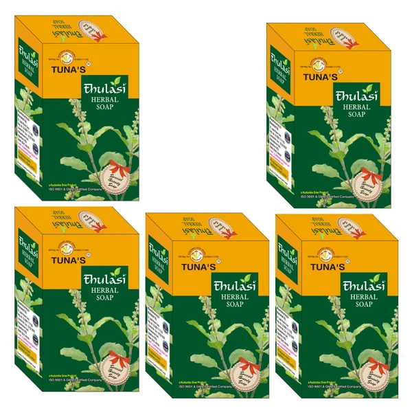 Tuna's® Tunas Thulasi Herbal Infused Soap Pack of 5 - 75gm*5, Thulasi, A