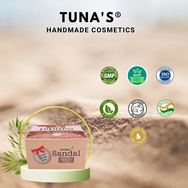 Tuna's® Tunas Sandal Soap Herbal Infused Pack of 4 - 100gm*4, Sandal, A