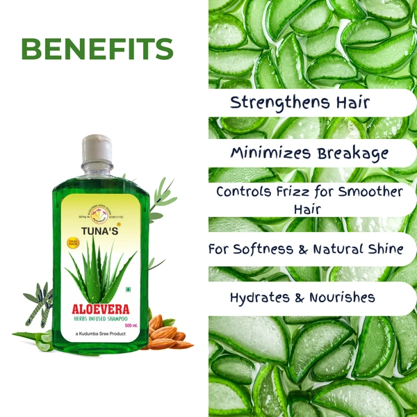 Tuna's® Herbs Infused Aloevera Shampoo | Helps to Reduce Hair Breakage | SLS PARABEN FREE - 500ML