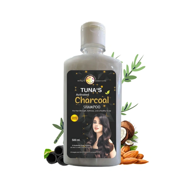Tuna's Herbs Infused Activated Charcoal Shampoo | For Silky & Strengthen Hair | SLS PARABEN FREE - 500ML