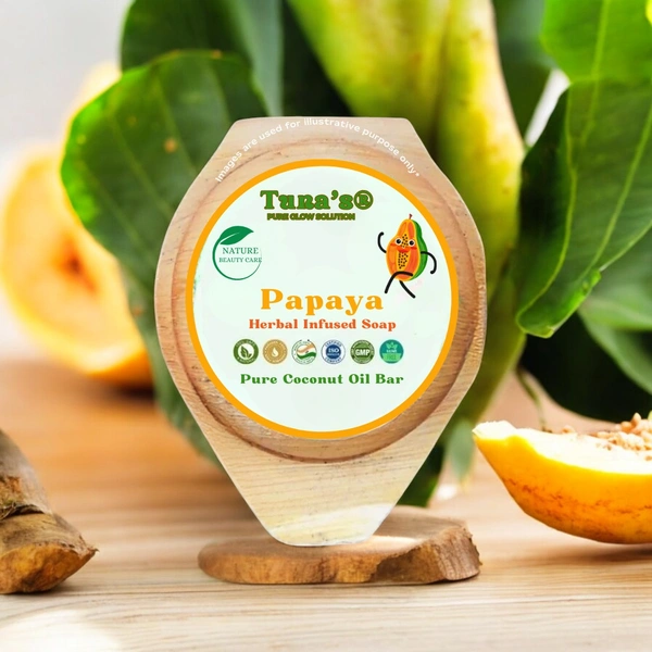Tuna's® Tunas Papaya Soap | Glow Peel | Fruit Polish | Free From Animal Fats Like Tallow or Lard etc..100gm