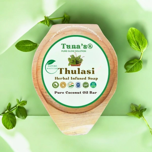 Tuna'sยฎ Tunas Tulasi Soap | Deep Purify | Calms Irritation | Free From Animal Fats Like Tallow or Lard etc..100gm
