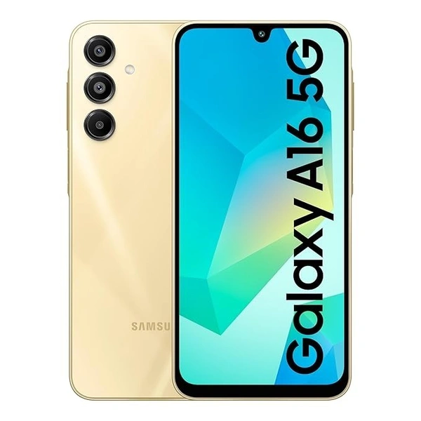 Samsung Galaxy A16 5G (Gold, 8GB RAM, 128GB Storage) | Super AMOLED | 50MP Triple Camera with Ultra Wide Lens | 6 OS & 6 Years Security Updates | IP54 | Tap & Pay | 5000mAh - Gold, 8GB-128GB
