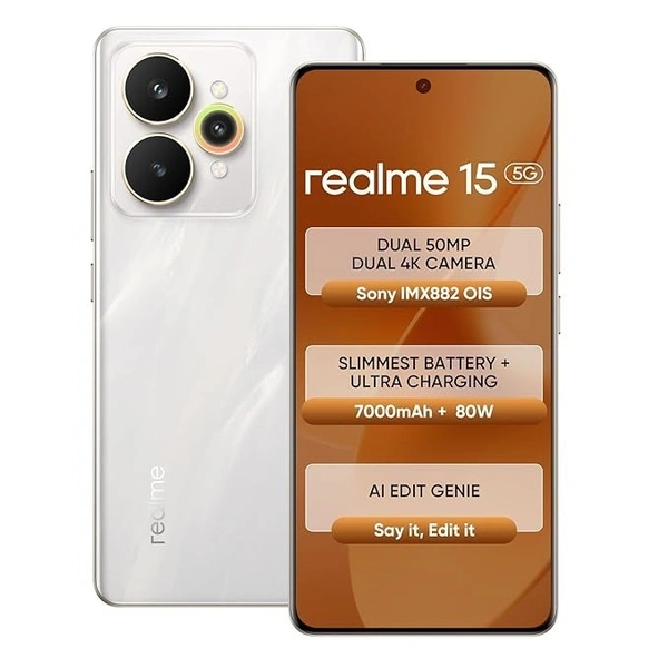 realme 15 5G Smartphone 8+256GB Silver, - silver, 8GB-256GB
